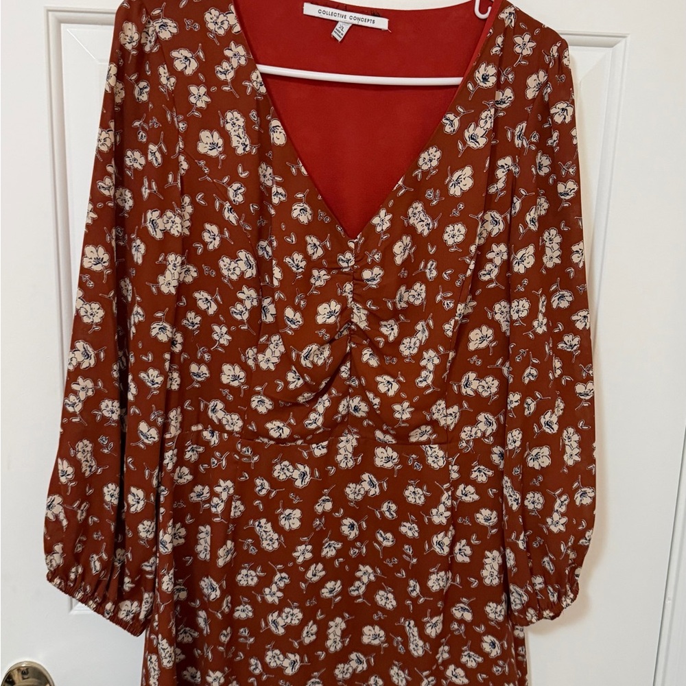 Collective Concepts Rust Floral Blouse